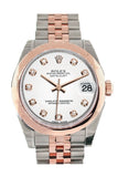 Rolex Datejust 31 White Diamond Dial 18K Rose Gold Two Tone Jubilee Ladies Watch 178241 / None