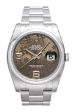 Rolex Datejust 36 Brown Floral Dial Stainless Steel Oyster Automatic Ladies Watch 116200
