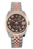 Rolex Datejust 31 Black Mother Of Pearl Roman Dial 18K Rose Gold Two Tone Jubilee Ladies Watch