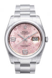 Rolex Datejust 36 Pink Floral Dial Stainless Steel Oyster Automatic Ladies Watch 116200 / None