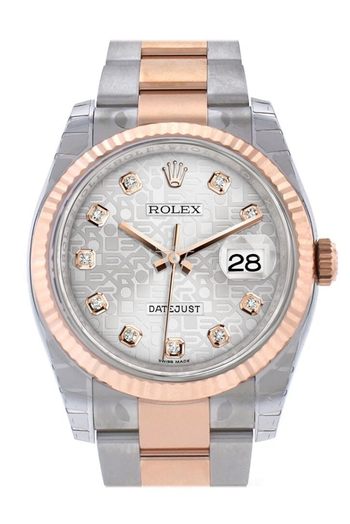 Rolex Datejust 36 Silver Jubilee Design Set With Diamonds Dial Fluted Steel And 18K Rose Gold Oyster
