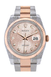 Rolex Datejust 36 Pink Jubilee design set with diamonds Dial Fluted Steel and 18k Rose Gold Oyster Watch 116231