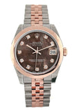 Rolex Datejust 31 Black Mother Of Pearl Diamond Dial 18K Rose Gold Two Tone Jubilee Ladies Watch