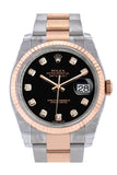 Rolex Datejust 36 Black set with diamonds Dial Fluted Steel and 18k Rose Gold Oyster Watch 116231