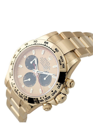 Rolex Cosmograph Daytona Champagne Dial Black Sub Dials 18K Yellow Gold Oyster Mens Watch 116508