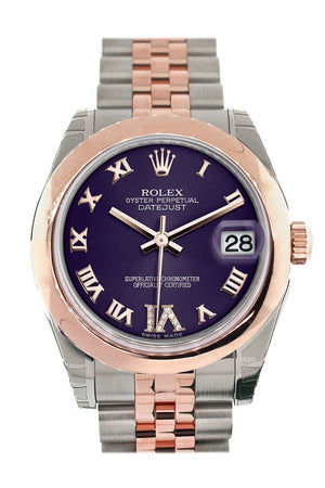 Rolex Datejust 31 Purple Roman Large Vi Set With Diamond Dial 18K Rose Gold Two Tone Jubilee Ladies