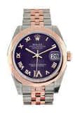 Rolex Datejust 31 Purple Roman Large VI set with Diamond Dial 18K Rose Gold Two Tone Jubilee Ladies Watch 178241