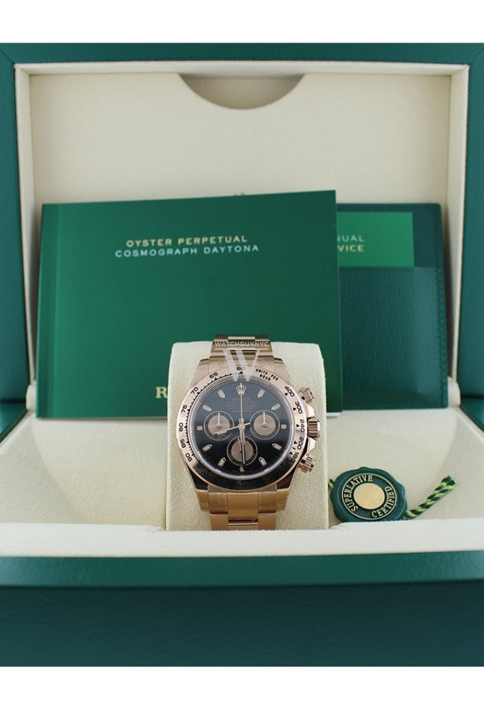 ROLEX 116505 Cosmograph Daytona 40 Black Gold Dial Rose Gold