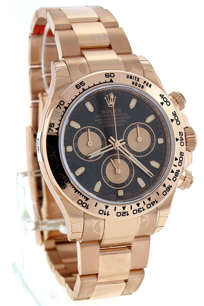Rolex Cosmograph Daytona Black Dial 18K Everose Gold Oyster Automatic Mens Watch 116505