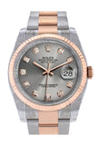Rolex Datejust 36 Steel Set With Diamonds Dial Fluted And 18K Rose Gold Oyster Watch 116231 / None