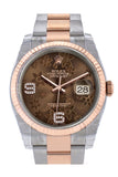 Rolex Datejust 36 Chocolate floral motif set with diamonds Dial Fluted Steel and 18k Rose Gold Oyster Watch 116231