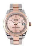 Rolex Datejust 31 Pink Dial Fluted Bezel 18K Rose Gold Two Tone Ladies Watch 178271