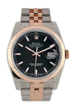 Rolex Datejust 36 Black Dial Fluted Steel And 18K Rose Gold Jubilee Watch 116231