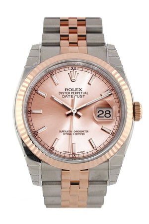 Rolex Datejust 36 Pink Dial Fluted Steel And 18K Rose Gold Jubilee Watch 116231