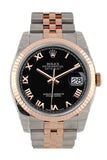 Rolex Datejust 36 Black Roman Dial Fluted Steel and 18k Rose Gold Jubilee Watch 116231