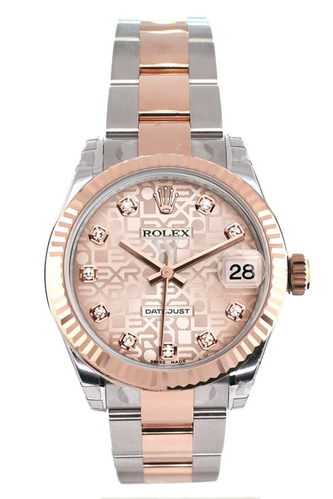 Rolex 178271 Datejust 31 Pink Diamond Dial 18K Rose Gold Ladies WatchGuyNYC