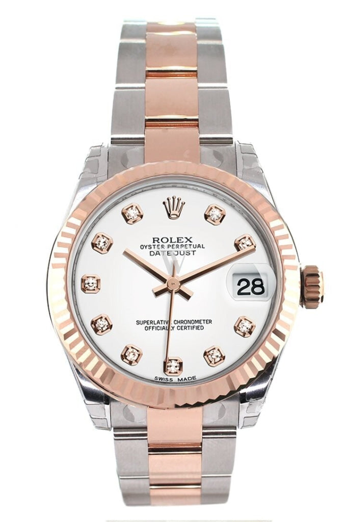 Rolex 178271 Datejust 31 White Diamond Dial 18K Rose Gold Ladies WatchGuyNYC White None