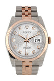 Rolex Datejust 36 Silver Jubilee design set with diamonds Dial Fluted Steel and 18k Rose Gold Jubilee Watch 116231