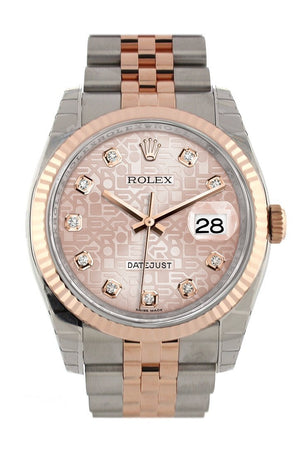 Rolex Datejust 36 Pink Jubilee Design Set With Diamonds Dial Fluted Steel And 18K Rose Gold Watch