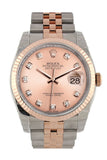 Rolex Datejust 36 Pink Set With Diamonds Dial Fluted Steel And 18K Rose Gold Jubilee Watch 116231 /