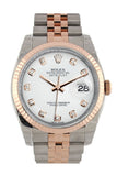 Rolex Datejust 36 White set with diamonds Dial Fluted Steel and 18k Rose Gold Jubilee Watch 116231