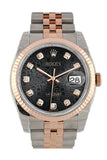 Rolex Datejust 36 Black Jubilee design set with diamonds Dial Fluted Steel and 18k Rose Gold Jubilee Watch 116231