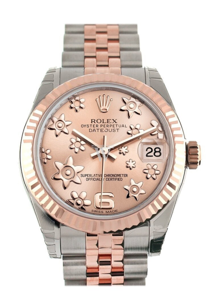 Rolex 178271 Datejust 31 Pink Raised Floral Motif Dial Ladies