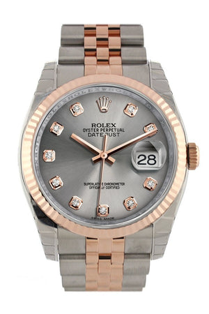 Rolex Datejust 36 Steel Set With Diamonds Dial Fluted And 18K Rose Gold Jubilee Watch 116231