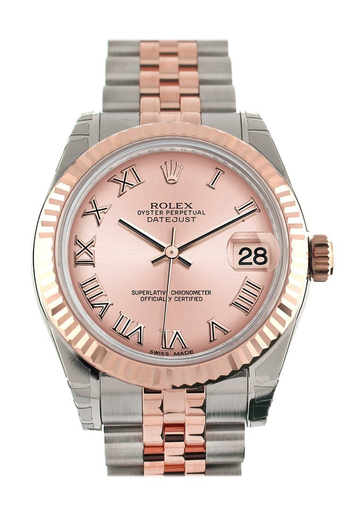 Rolex Datejust 31 Pink Roman Dial Dome Set With Fluted Bezel Ladies Watch 178271 / None