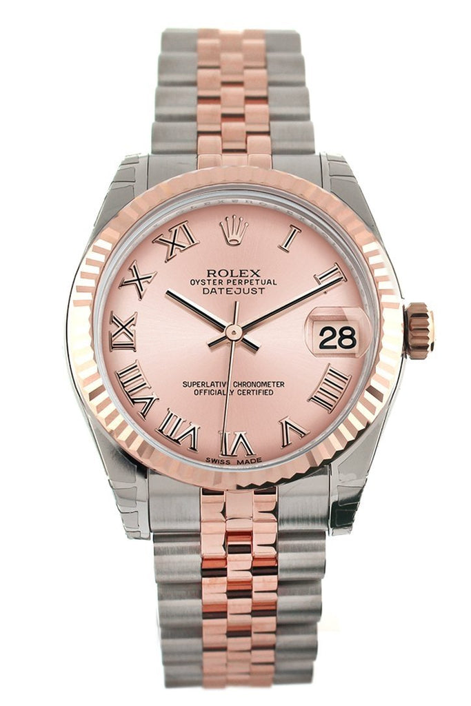 Rolex Datejust 31 Pink Roman Dial Dome Set With Fluted Bezel Ladies Watch 178271