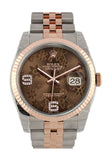Rolex Datejust 36 Chocolate floral motif set with diamonds Dial Fluted Steel and 18k Rose Gold Jubilee Watch 116231