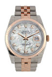 Rolex Datejust 36 White mother-of-pearl set with diamonds Dial Fluted Steel and 18k Rose Gold Jubilee Watch 116231