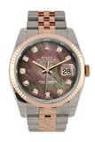 Rolex Datejust 36 Black Mother-Of-Pearl Set With Diamonds Dial Fluted Steel And 18K Rose Gold