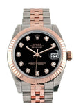 Rolex Datejust 31 Black Diamond Dial Fluted Bezel 18K Rose Gold Two Tone Jubilee Ladies Watch 178271