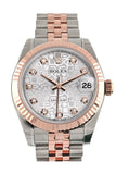 Rolex Datejust 31 Silver Jubilee Diamond Dial Fluted Bezel 18K Rose Gold Two Tone Ladies Watch