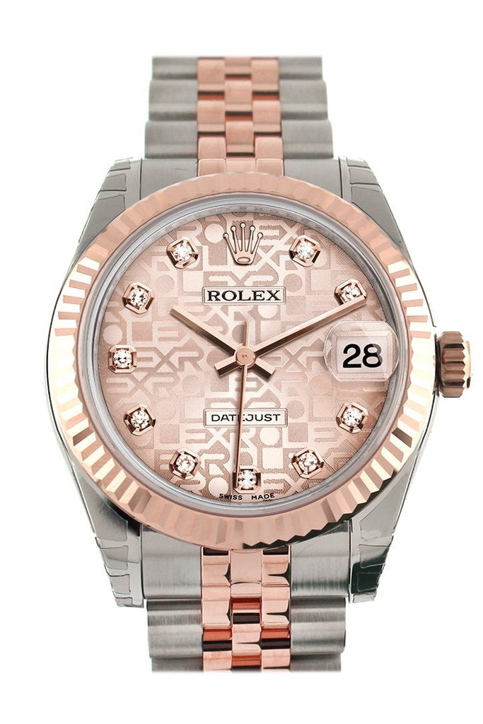 Rolex Datejust 31 Pink Jubilee Diamond Dial 18K Rose Gold Two Tone Ladies Watch 178271 / None