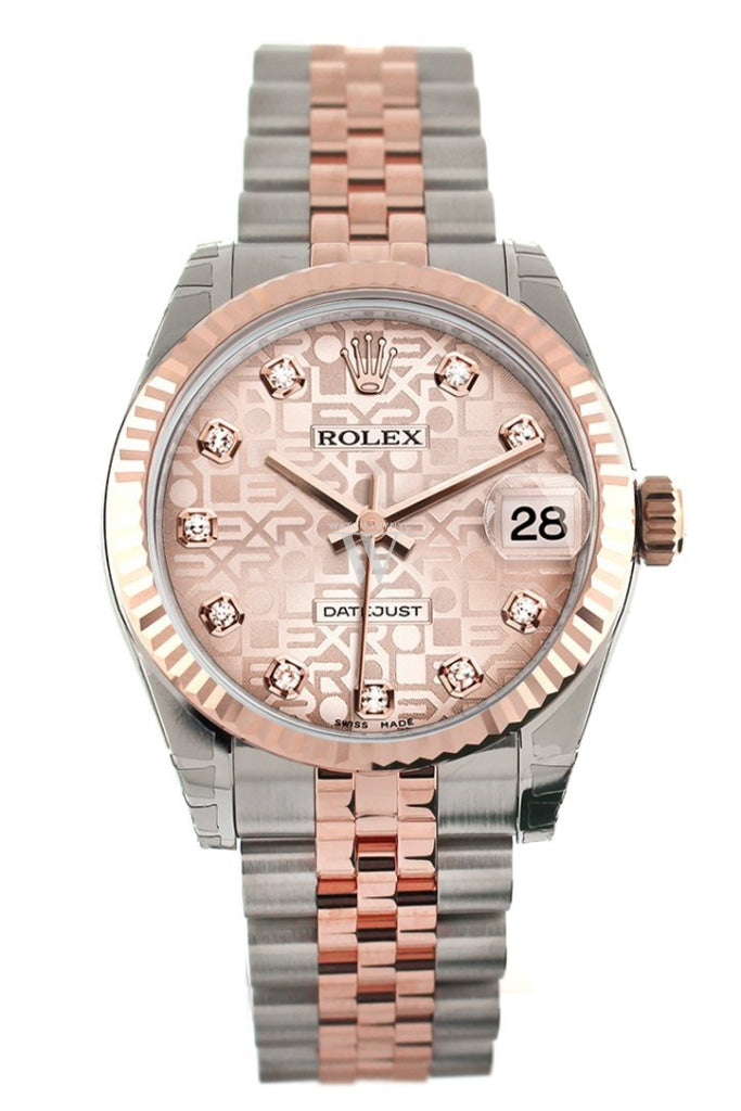 Rolex Datejust 31 Pink Jubilee Diamond Dial 18K Rose Gold Two Tone Ladies Watch 178271