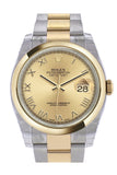 Rolex Datejust 36 Champagne Roman Dial 18k Gold Two Tone Oyster Watch 116203