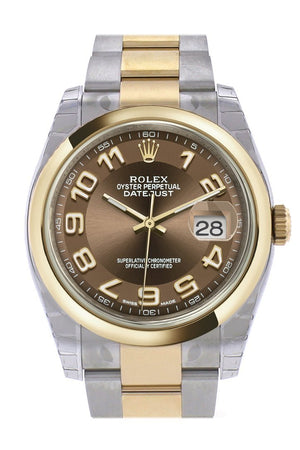 Rolex Datejust 36 Bronze Arab Dial 18K Gold Two Tone Oyster Watch 116203
