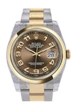 Rolex Datejust 36 Bronze Arab Dial 18k Gold Two Tone Oyster Watch 116203