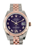 Rolex Datejust 31 Purple Roman Large Vi Set With Diamond Dial Fluted Bezel 18K Rose Gold Two Tone