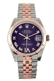 Rolex Datejust 31 Purple Roman Large Vi Set With Diamond Dial Fluted Bezel 18K Rose Gold Two Tone