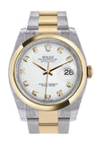 Rolex Datejust 36 White Diamond Dial 18k Gold Two Tone Oyster Watch 116203