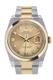 Rolex Datejust 36 Champagne-Colour Diamond Dial 18K Gold Two Tone Oyster Watch 116203 Champagne