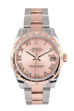Rolex Datejust 31 Pink Roman Dial Diamond Bezel 18K Rose Gold Two Tone Ladies Watch 178341