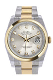 Rolex Datejust 36 Silver Diamond Dial 18K Gold Two Tone Oyster Watch 116203