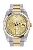 Rolex Datejust 36 Champagne-Colour Jubilee Diamond Dial 18K Gold Two Tone Oyster Watch 116203
