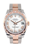 Rolex Datejust 31 White Roman Dial Diamond Bezel 18K Rose Gold Two Tone Ladies Watch 178341 / None