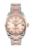 Rolex Datejust 31 Pink Diamond Dial Bezel 18K Rose Gold Two Tone Ladies Watch 178341