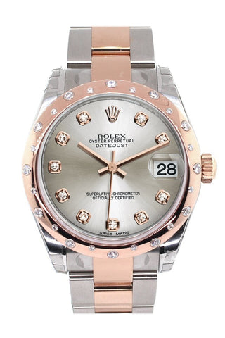 Rolex Datejust 31 Silver Diamond Dial Bezel 18K Rose Gold Two Tone Ladies Watch 178341 / None